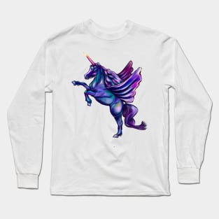 Unicorn  light background - sparkly, glittery, magical, winged unicorn Long Sleeve T-Shirt